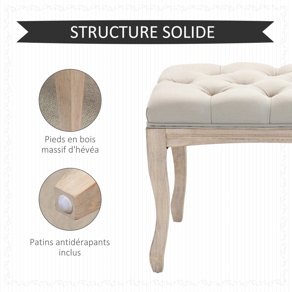 Bancale letto imbottito in lino con testiera ¨C zephmum ¨C beige 110 cm