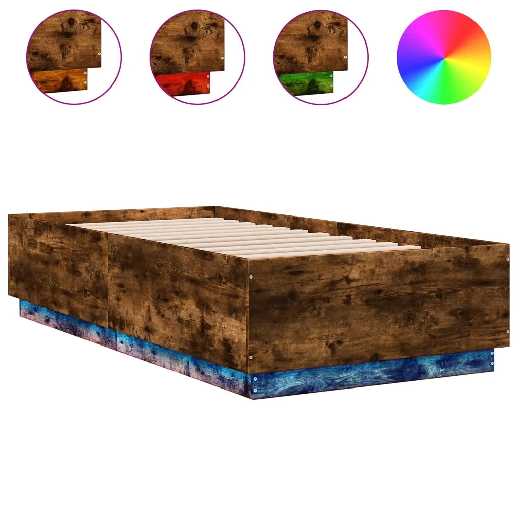Giroletto Luci LED Rovere Fumo 90x190 cm in Legno Multistrato 3209664