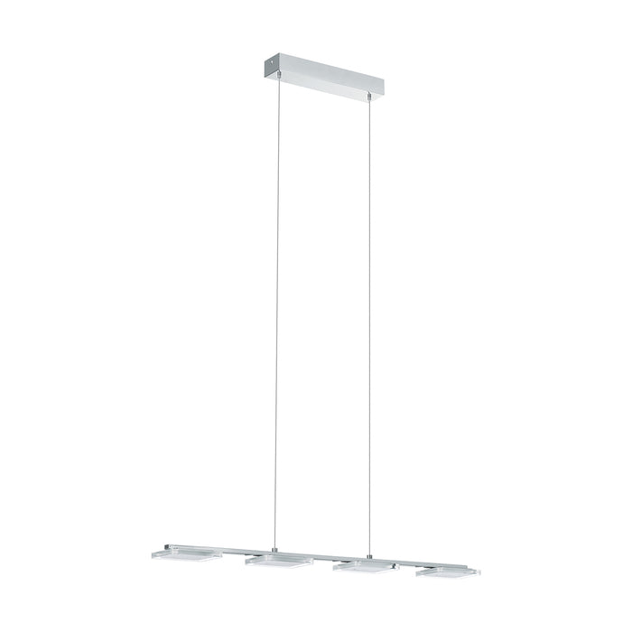 Lampadario A Sospensione Moderno Cartama Acciaio Cromo 4 Luci Led 4,6W 2200Lm