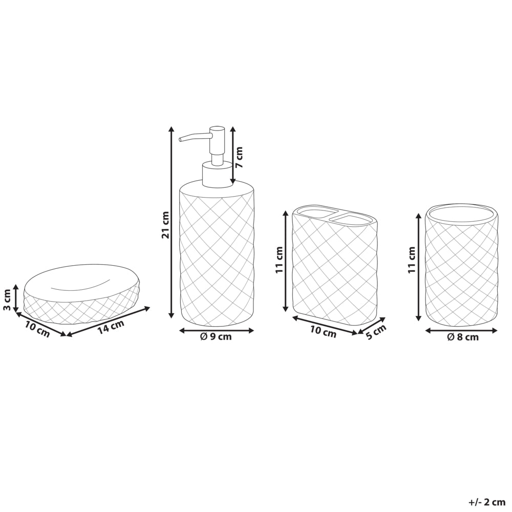 Set di 4 Accessori Bagno in Ceramica blu dispenser sapone porta sapone Portaspazzolino recipiente