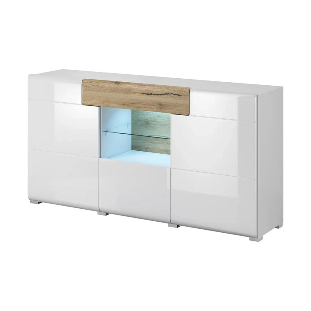 Buffet 160cm collezione OHIO. Colori bianco e rovere.
