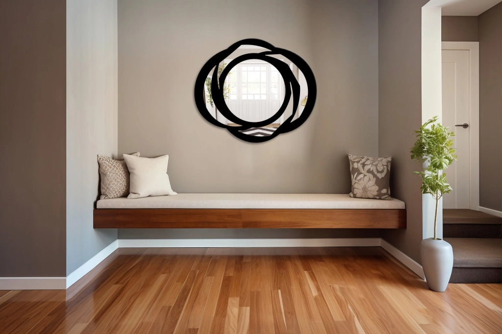 Specchio infrangibile in PVC alta densità modello VORTEX colore nero misura 70x60 cm Misura: 70x60 cm