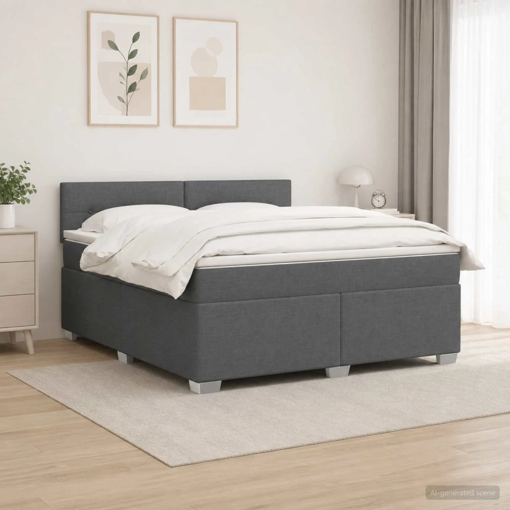 Letto con Box Spring, Materasso e LED Grigio Scuro 160 x 200 cm 3451981