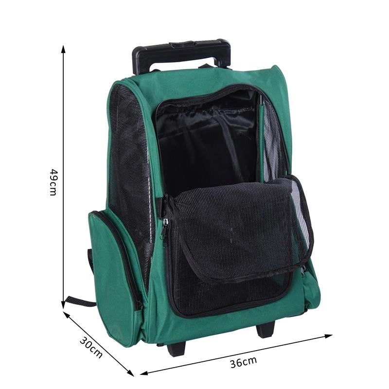 TROLLEY ZAINO TRASPORTINO PER ANIMALI DOMESTICI VERDE