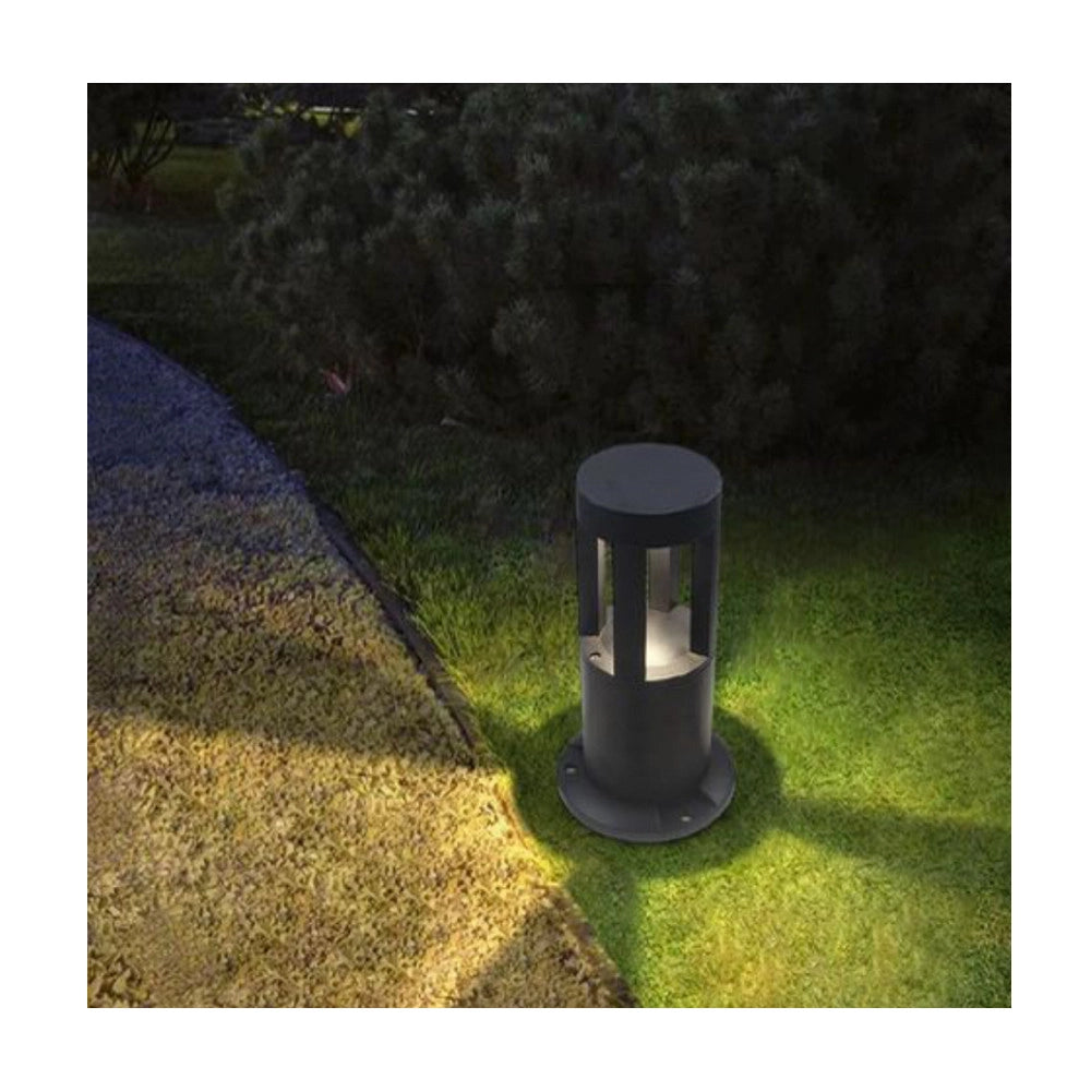 Trade Shop - Lampada Da Terra Segnapasso Da Giardino Ip65 In Alluminio Vetro 12watt Es59 Nero -