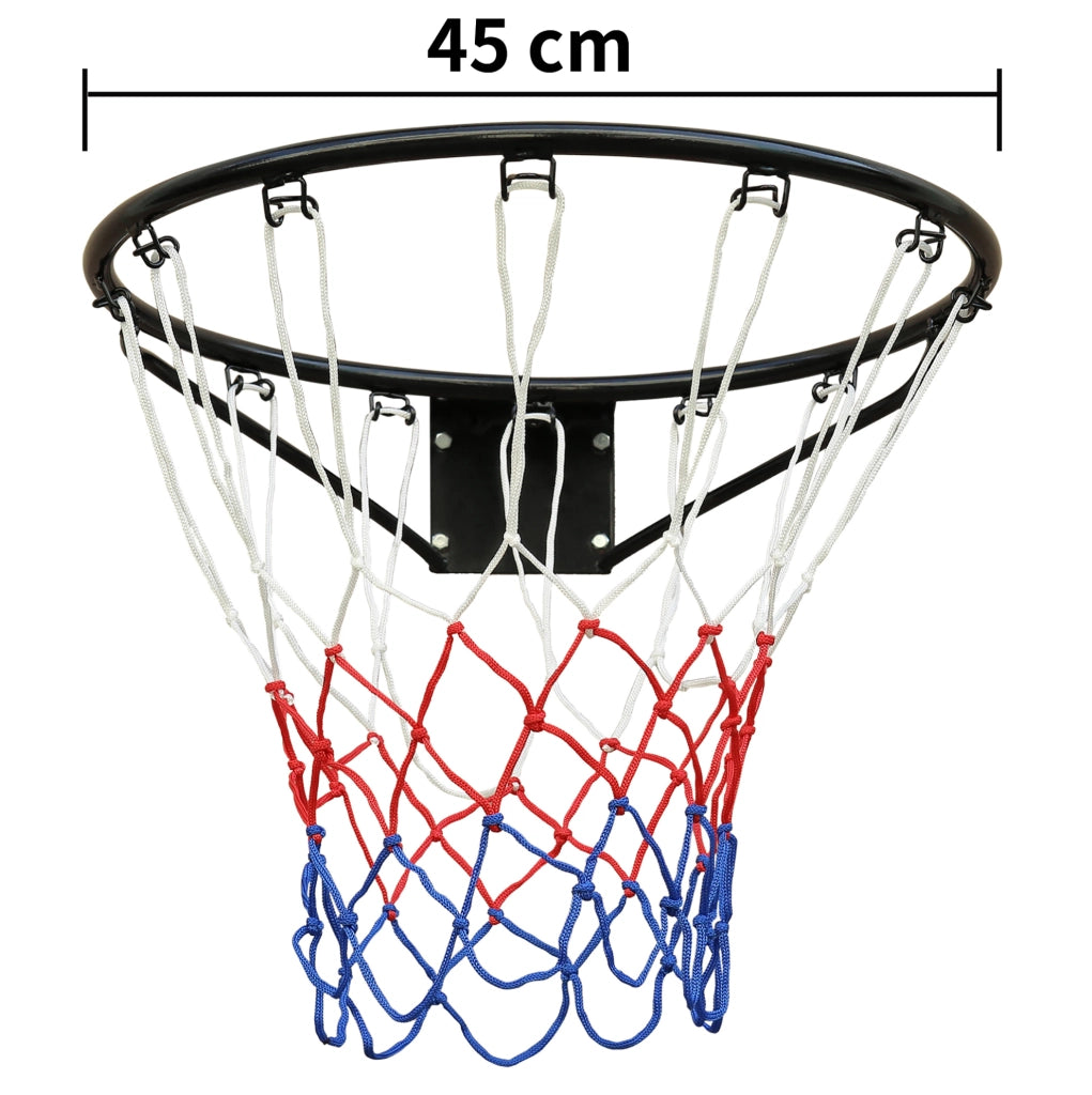 Canestro da basket da parete 45 cm nero in ferro con rete in nylon