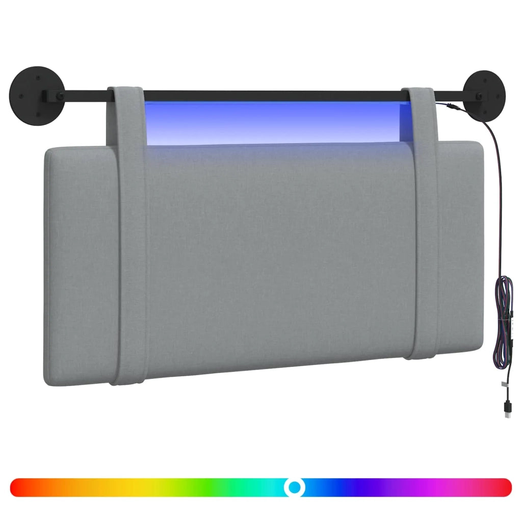 Testiera sospesa Con luce LED Grigio Chiaro Tessuto