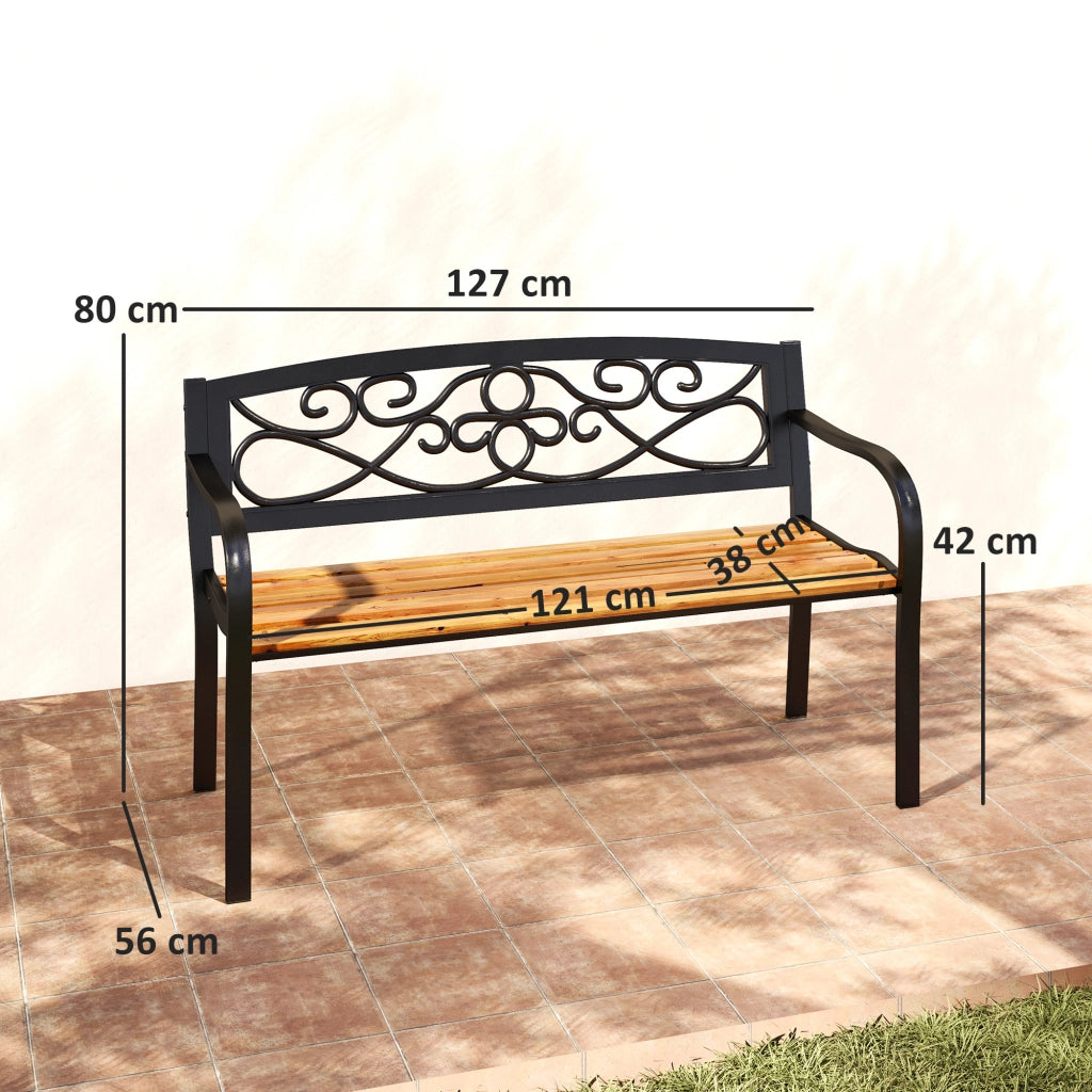 Divano da giardino 2 posti ¨C zephmum ¨C nero e legno 127x56x80