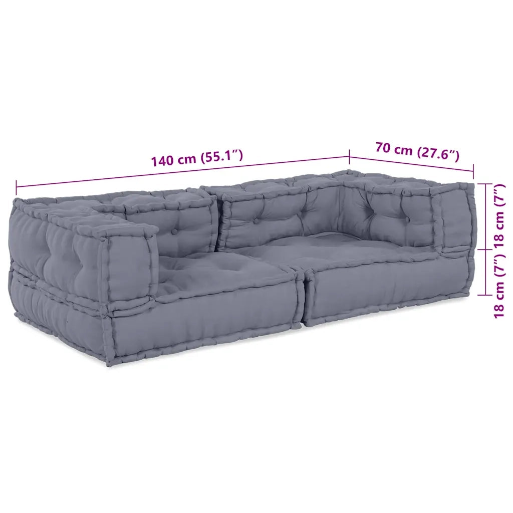 vidaXL Cuscino Grigio 140 x 70 x 36 cm Poliestere
