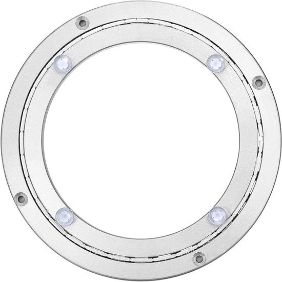 Alumino - Piattaforma Rotante con Disco di Rotazione e Ripiano 8" per Cucina e Comodino - Colore Argento