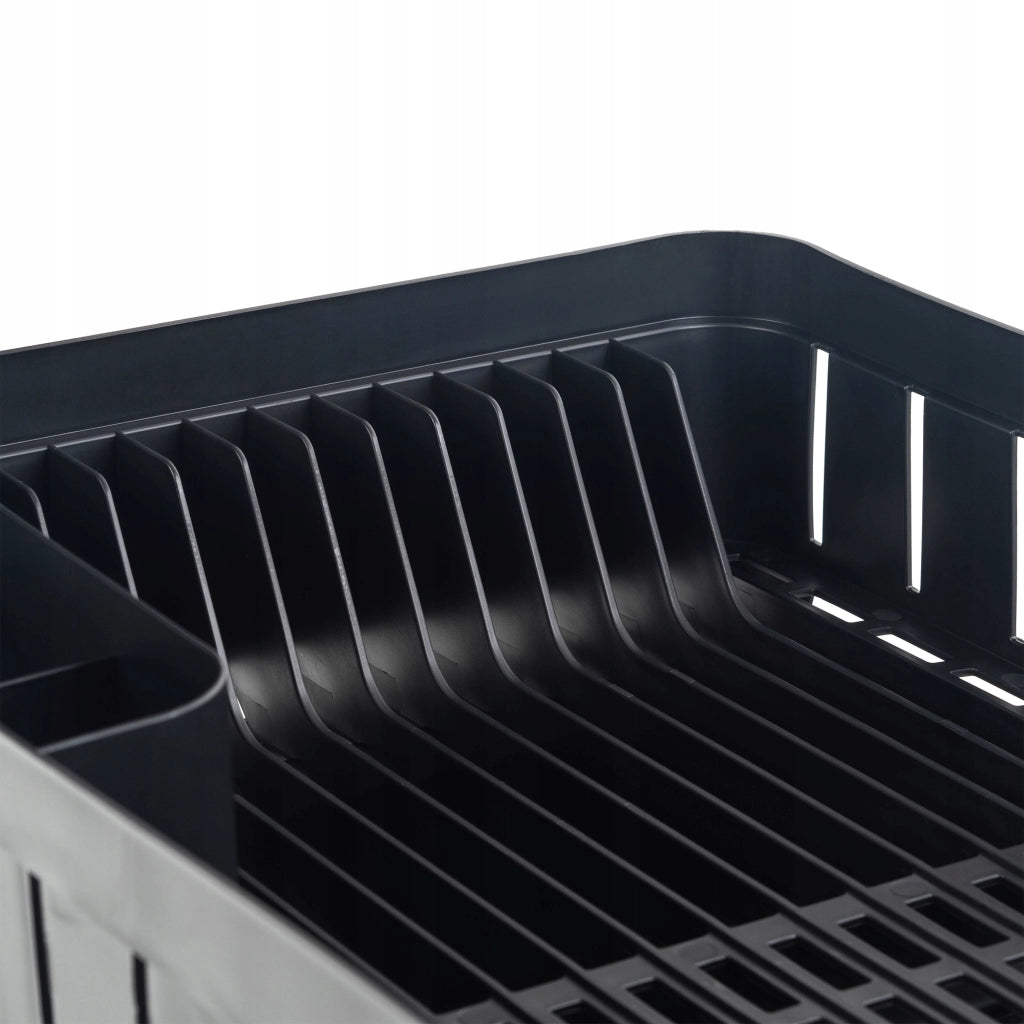 Scolapiatti KADAX con supporto per posate, vassoio in plastica nera da 39 cm