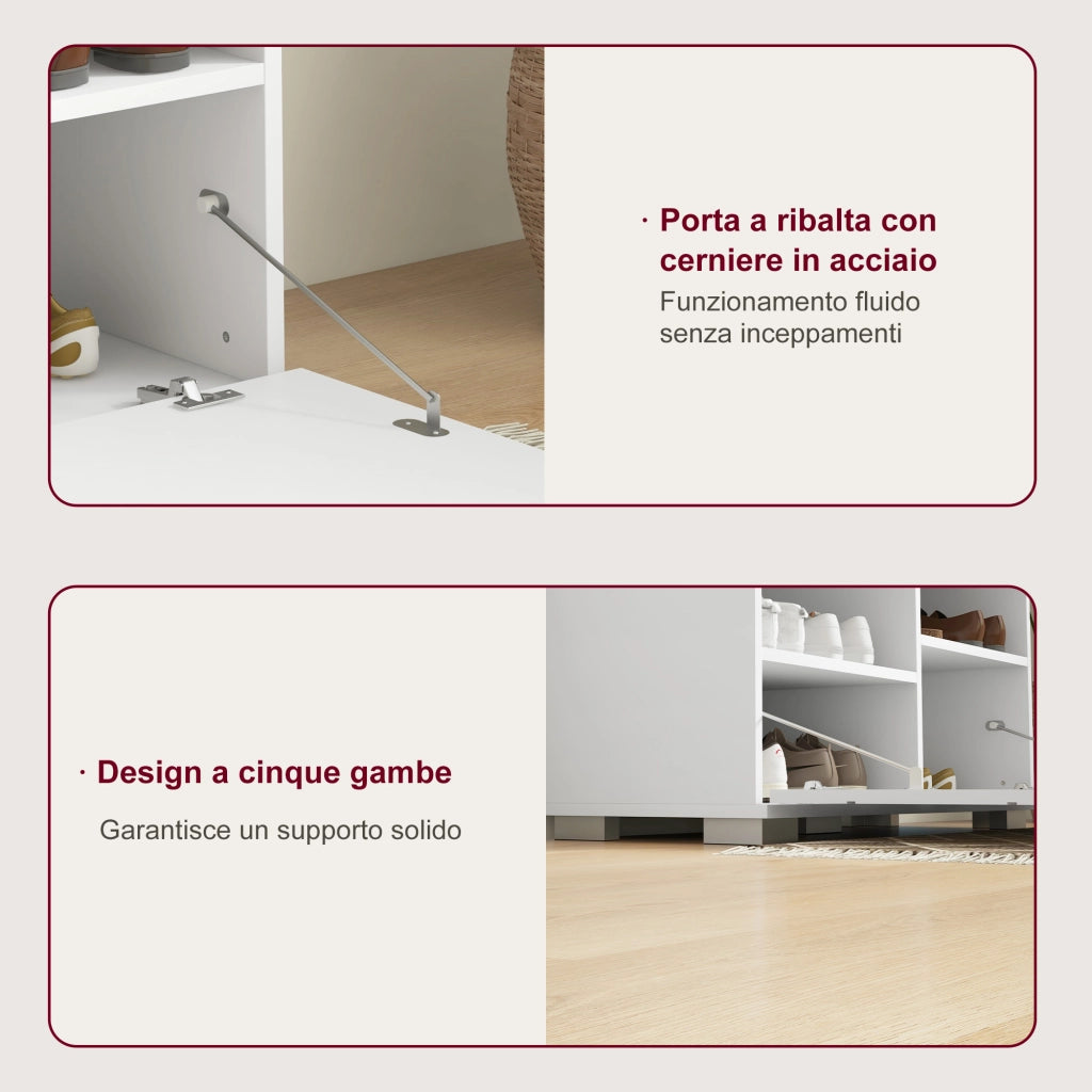 Set Ingresso con Appendiabiti, Specchio, Panca e Scarpiera ¨C Zephmum ¨C Bianco