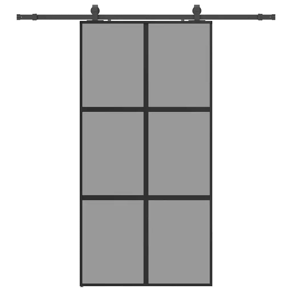 Porta Scorrevole Ferramenta Nera 102,5x205 cm Vetro Temperato