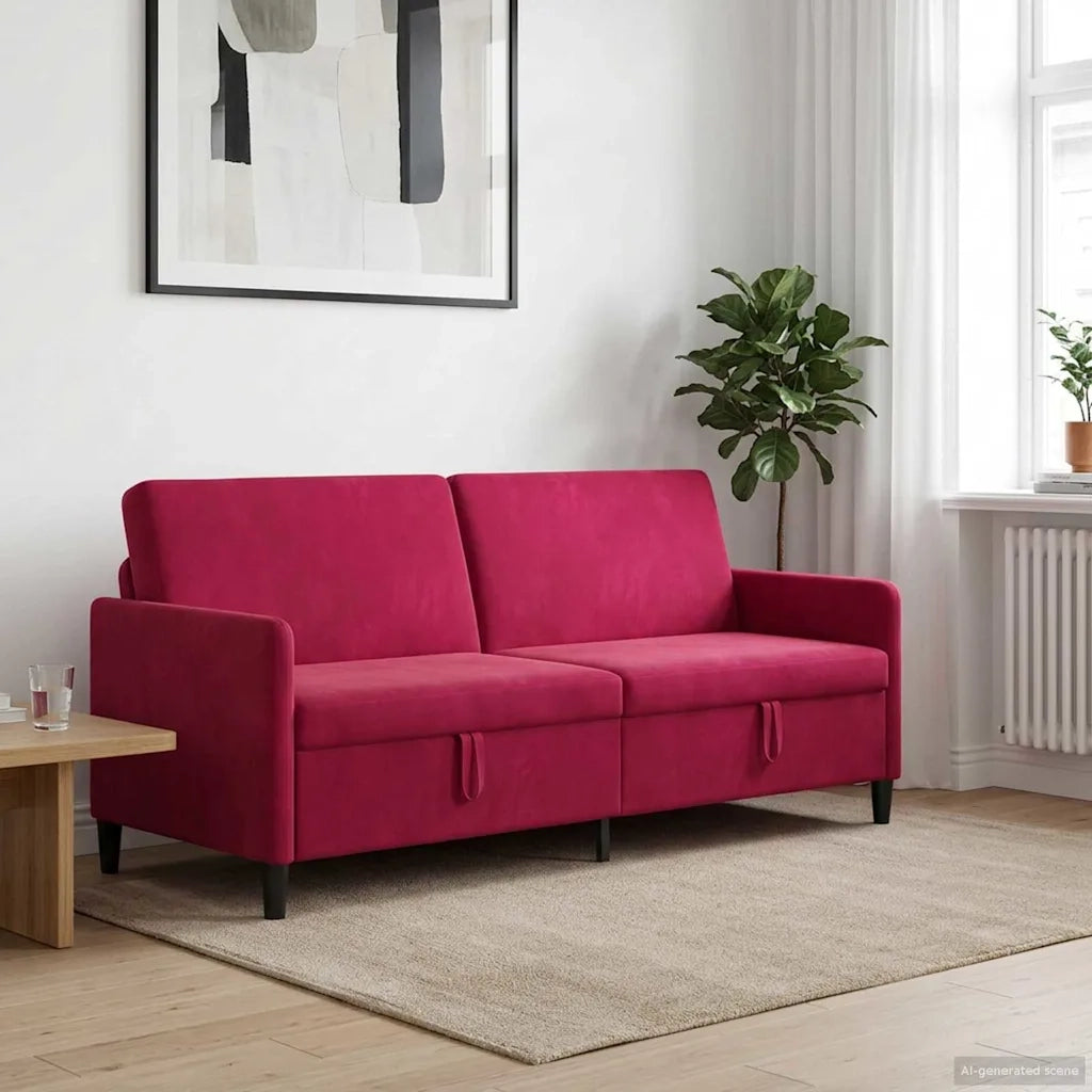 Divano con Storage Rosso Vino 192 x 78 x 87 cm Poliestere 42036994