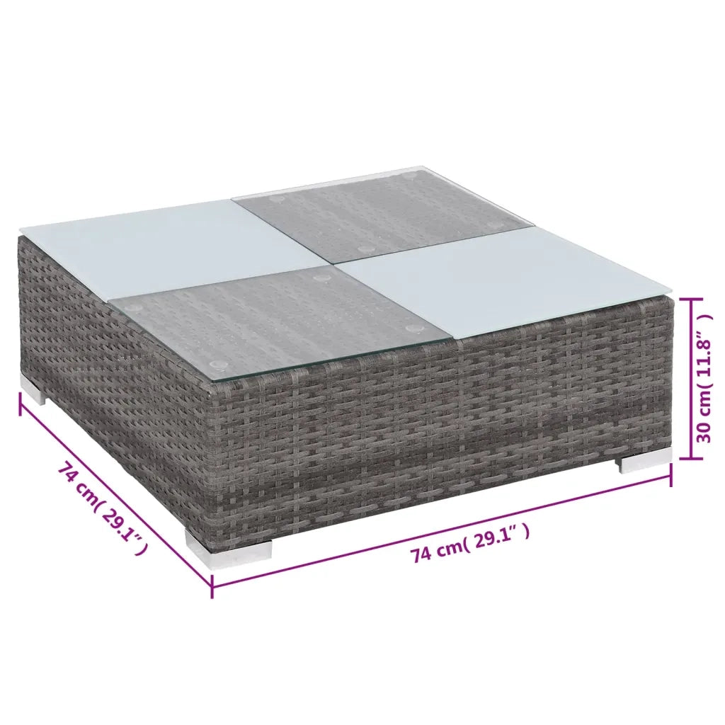 Set da Giardino 8 pz con Cuscini in Polyrattan Grigio