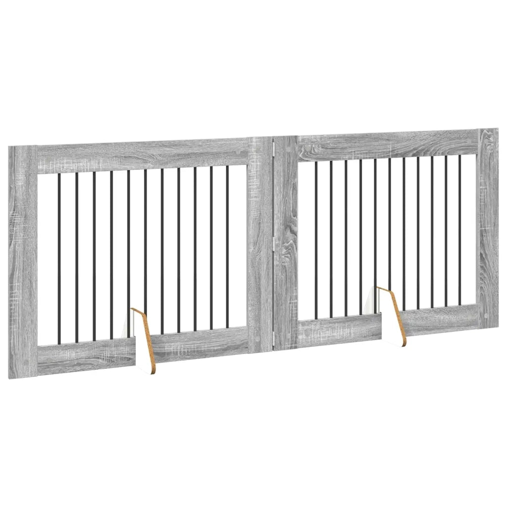 Cancello per cani con supporti 2 pcs Grigio Sonoma 100 x 80 cm 892058
