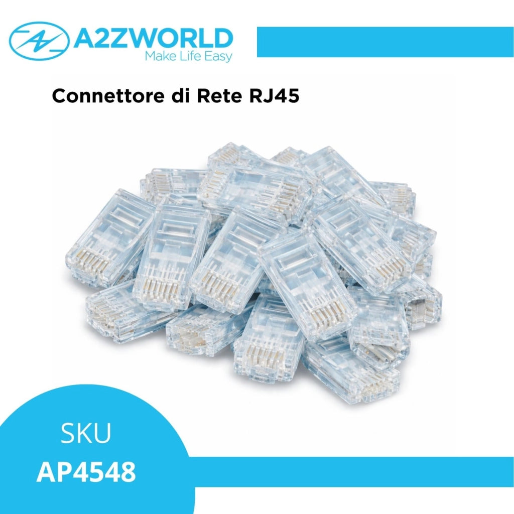 48 Pezzi Connettori RJ45 8P8C Trasparenti, Plug Ethernet a Crimpare