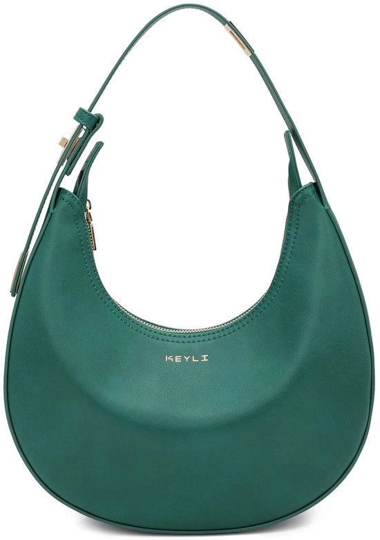 Borsa da spalla, stilezza casual per donne, cinturino regolabile in 3 posizioni, borsa con chiusura a raccatto, verde