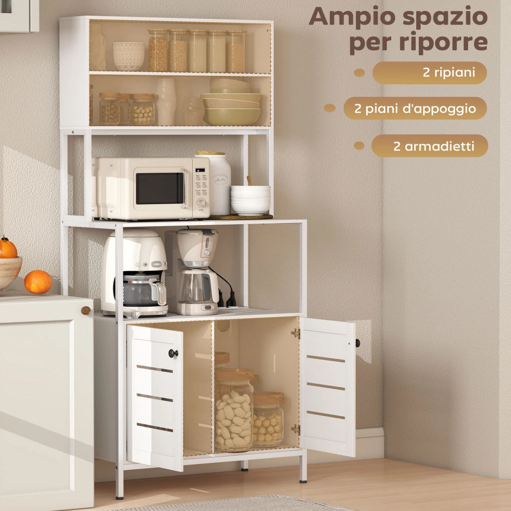 Armadio Dispensa con Ripiani e Ante ¨C Zephmum ¨C Bianco, Legno e Acciaio, 80x42x171