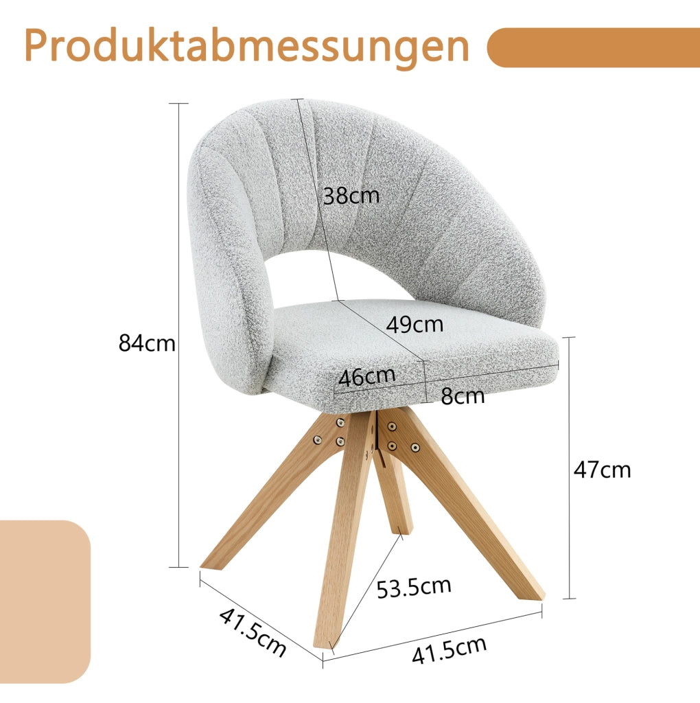 Set di 2 sedie girevoli 360° in velluto grigio chiaro