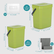 Due contenitori di plastica per la spazzatura della cucina - 4 L e 23 L appesi - Sotto il lavandino per compostaggio rifiuti alimentari e organici - Verde