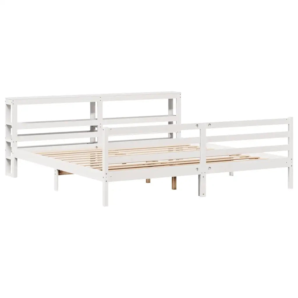 Letto matrimoniale | Letto per adulti | Giroletto senza Materasso Bianco 200x200 cm Legno Massello Pino