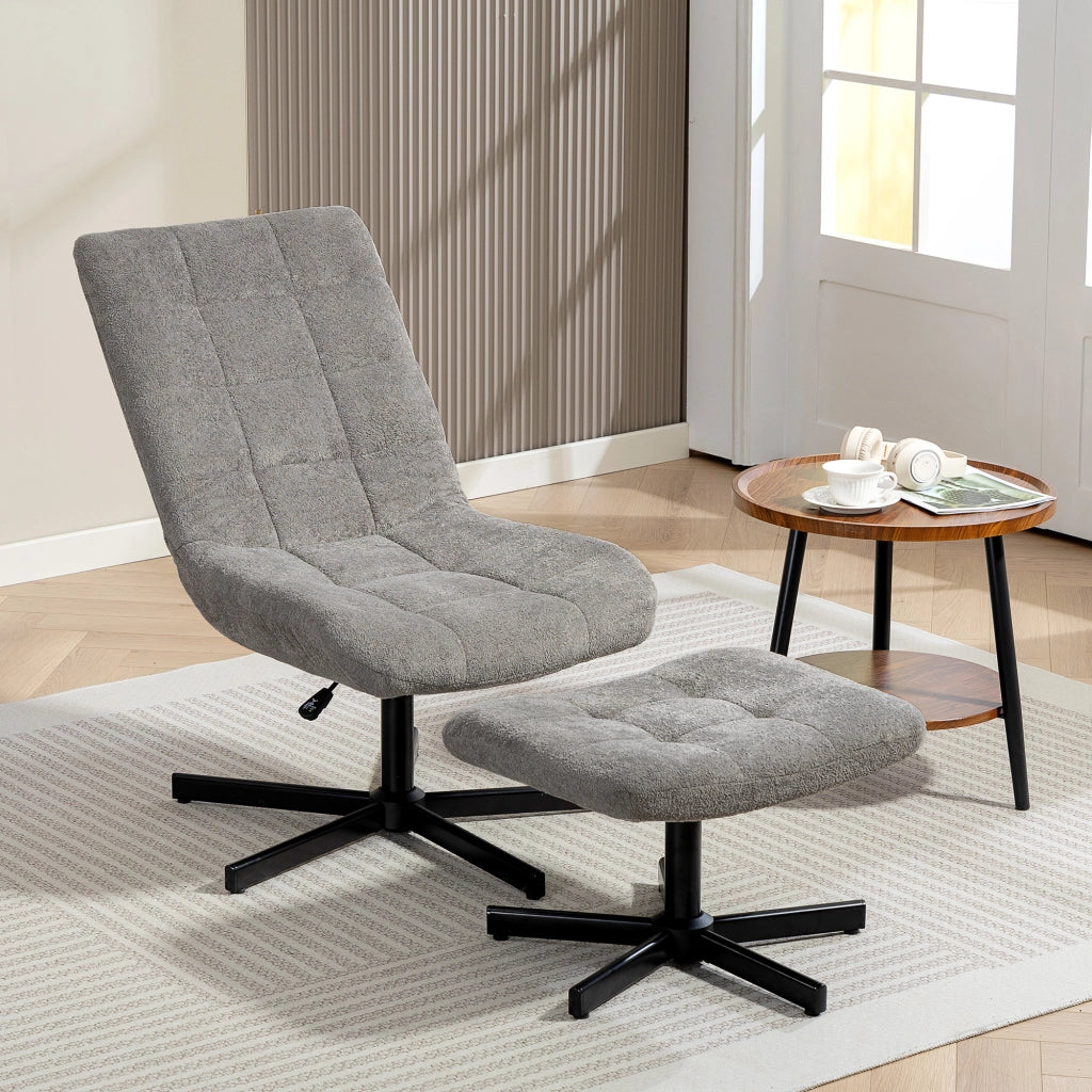 Poltrona Reclinabile su 4 Livelli Effetto Velluto con Poggiapiedi Indipendente. 66x80x93-104 cm. Grigio