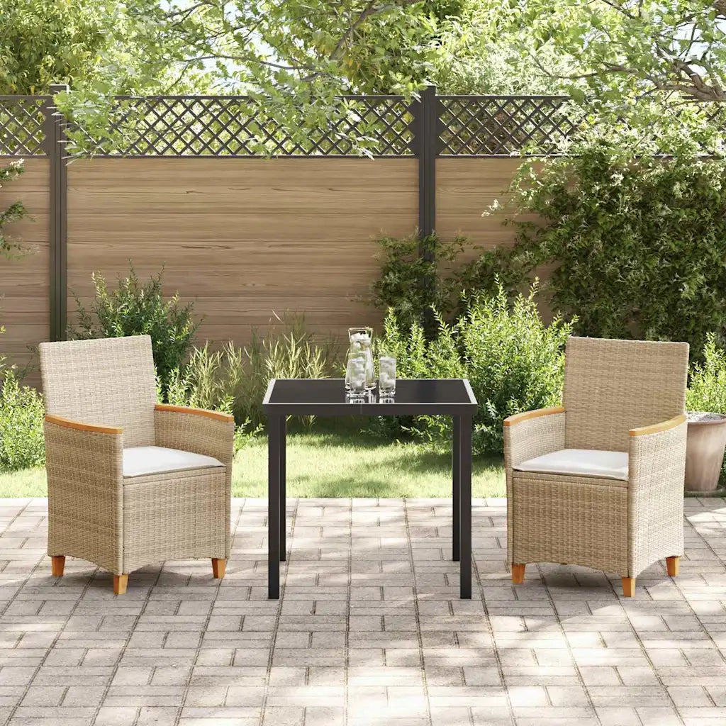 Set da Pranzo per Giardino 3 pcs Beige polyrattan 3381100