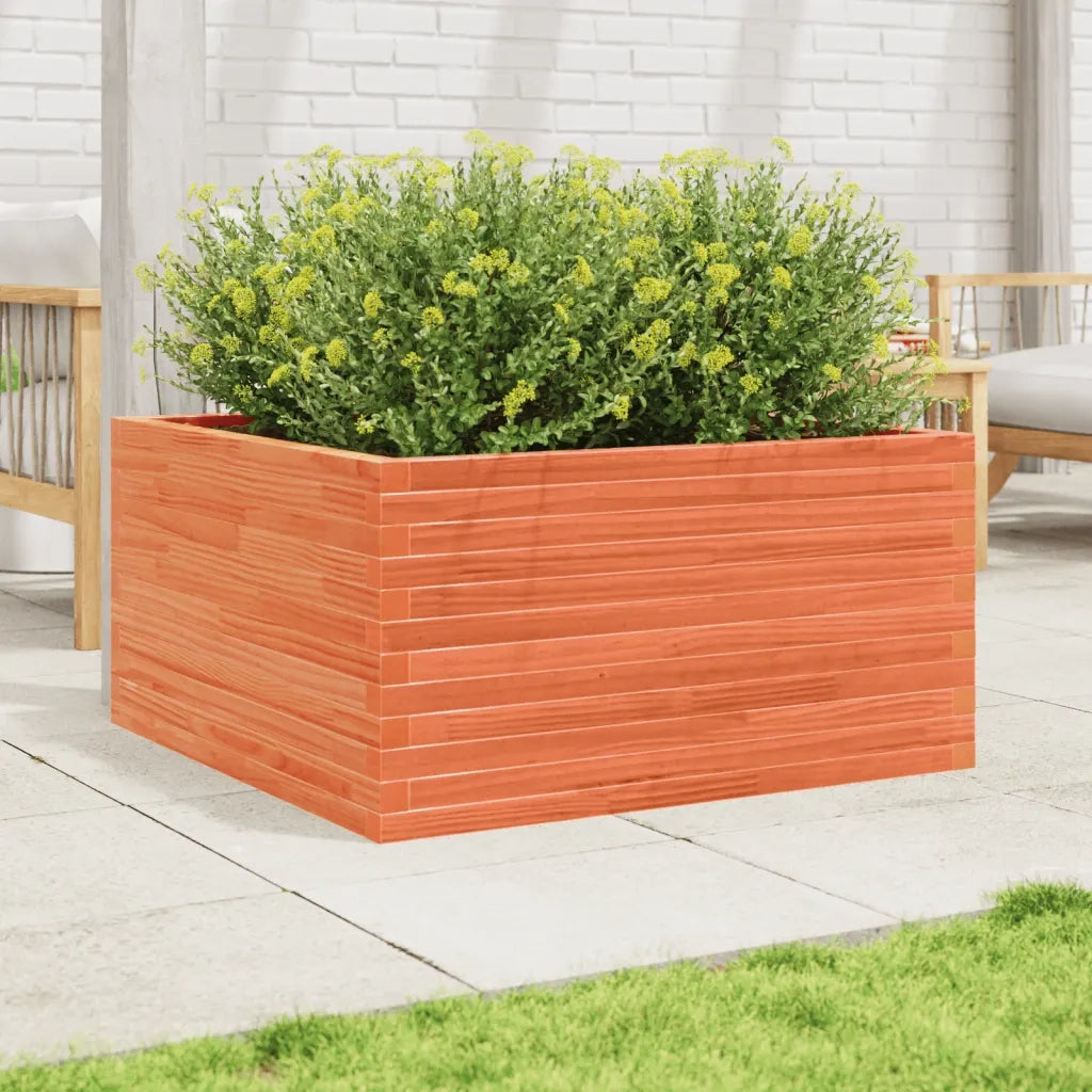 Fioriera Giardino-Vaso da Esterno-Contenitore per Piante Marrone Cera 90x90x46 cm Legno Massello Pino