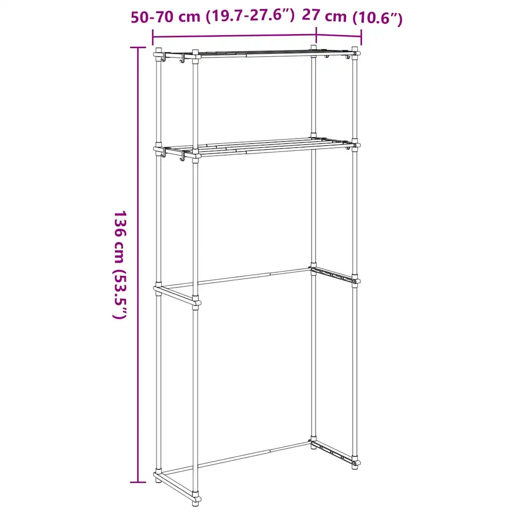 vidaXL Mensola per lavatrice Bianco 63 x 27 x 136 cm Alluminio