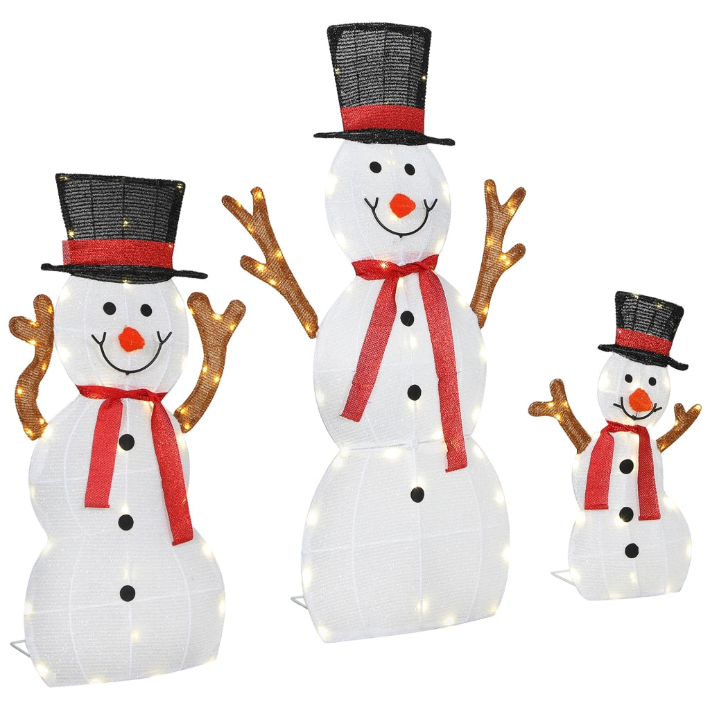 Famiglia di pupazzi di neve natalizi 3 pezzi ¨C Xylo ¨C decorazione esterna con luci LED impermeabile acciaio poliestere bianco