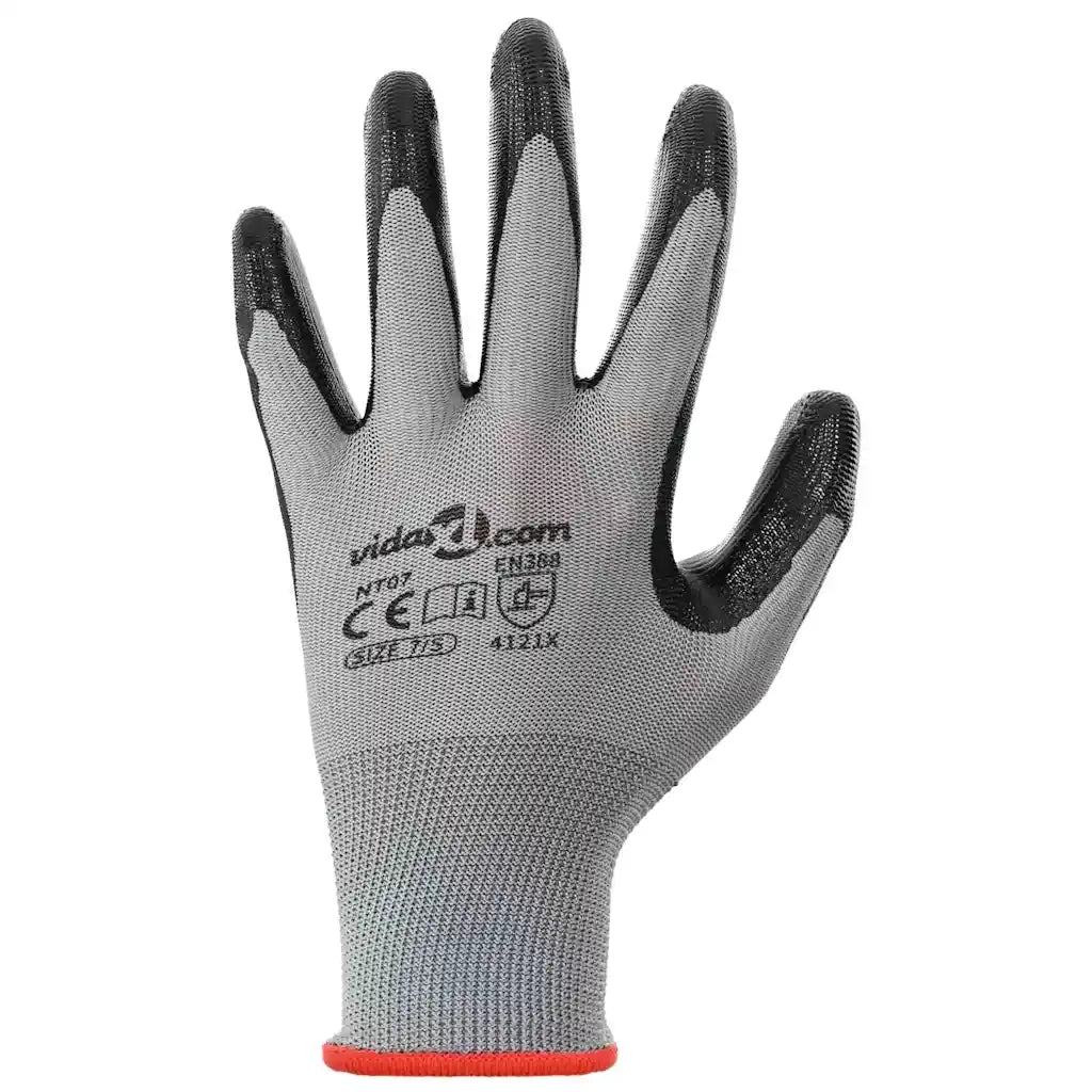 Guanti da Lavoro 12 pz Grigio e Nero 7 / S Poliestere CFW6131350