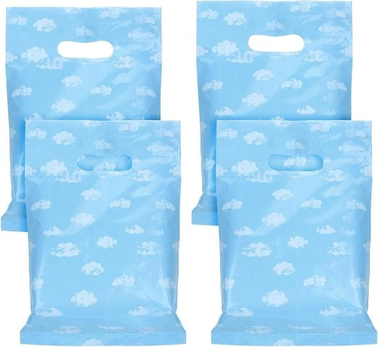 Set di sacchetti regalo blu cielo bianche nuvole (50 pezzi) con manico per feste di compleanno e baby shower