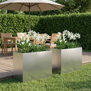 Vaso da giardino 2 pz Argento 60 x 30 x 50 cm Acciaio Inox 8005577