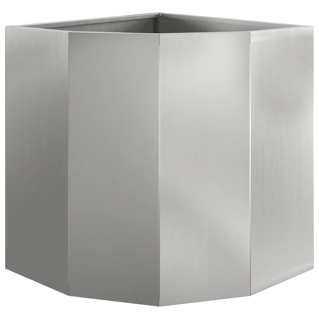 Vaso d'angolo-Fioriera-Contenitore per Piante Argento 45 x 45 x 50 cm Acciaio zincato