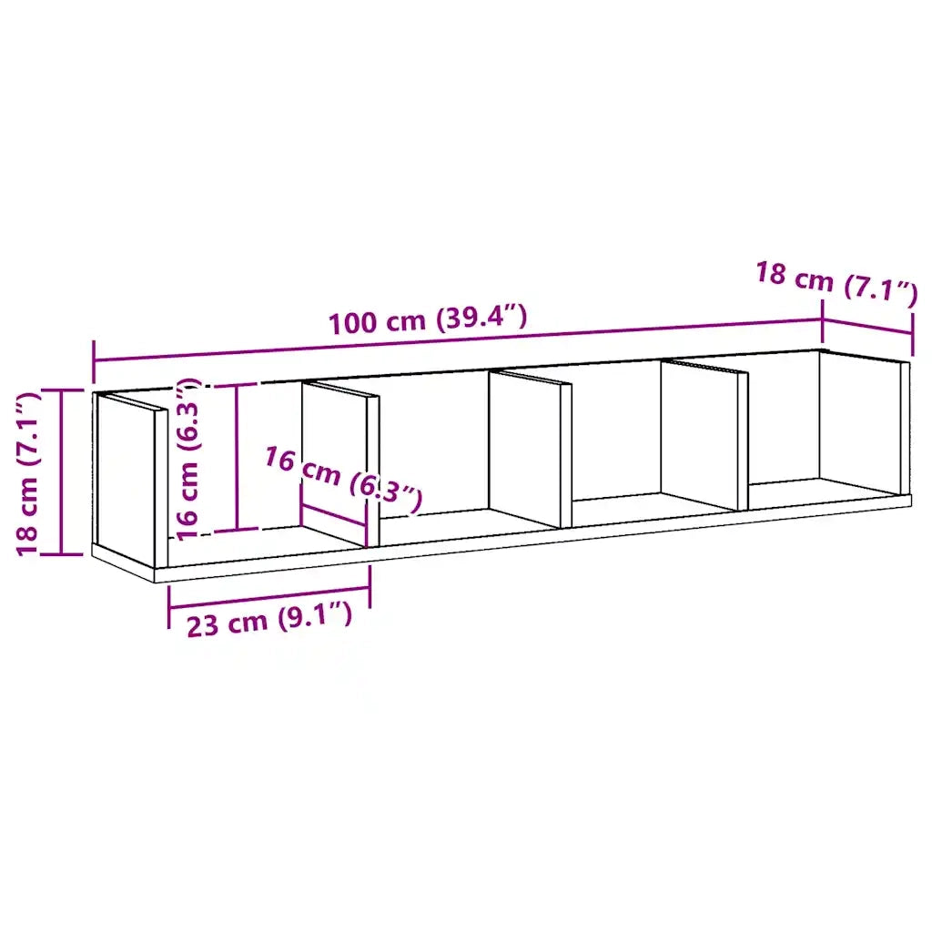 vidaXL Mensola a Muro CD Artigianale 100x18x18 cm Legno Multistrato