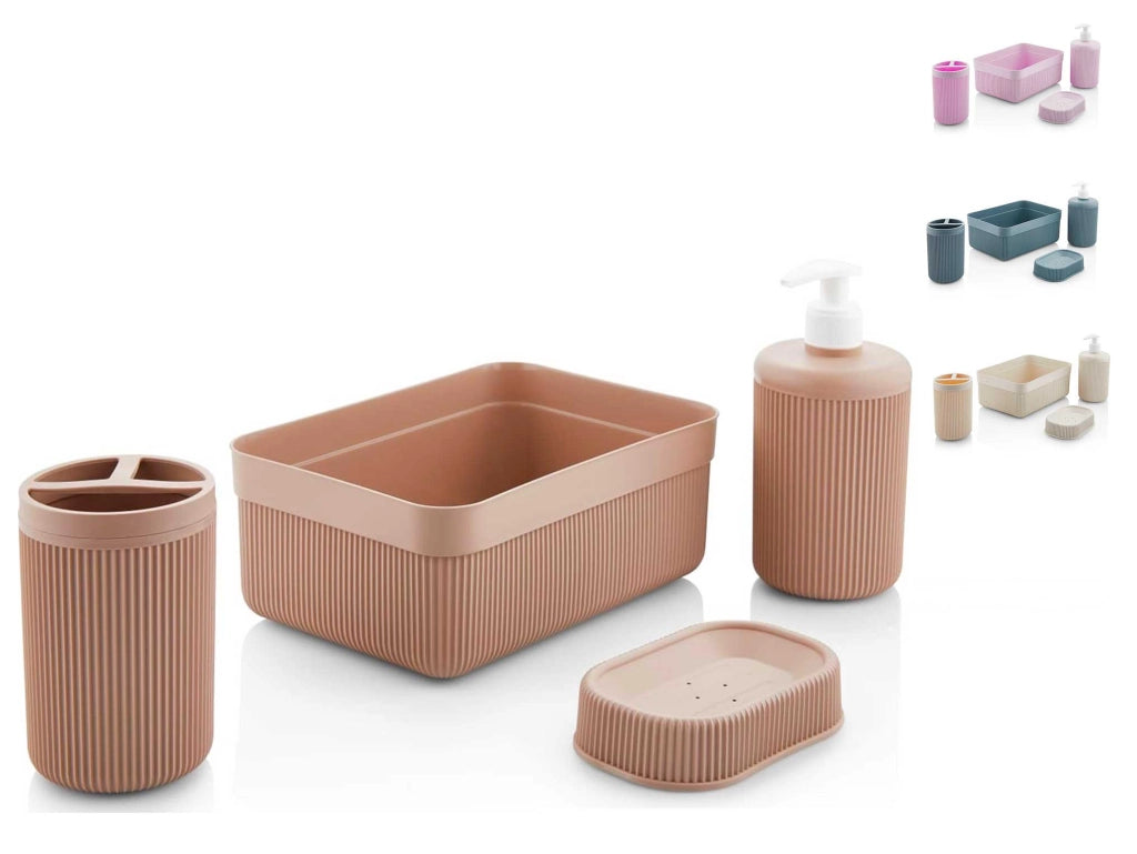 Set Bagno Akitaink 4 Accessori con Dispenser Sapone