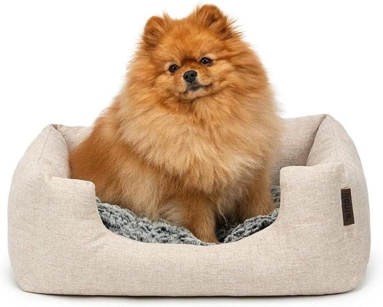 Cuscino per animali con cuscino imbottito ruvido e rivoltabile in tessuto a maglia per cani e gatti (S) 60x50 cm - Beige