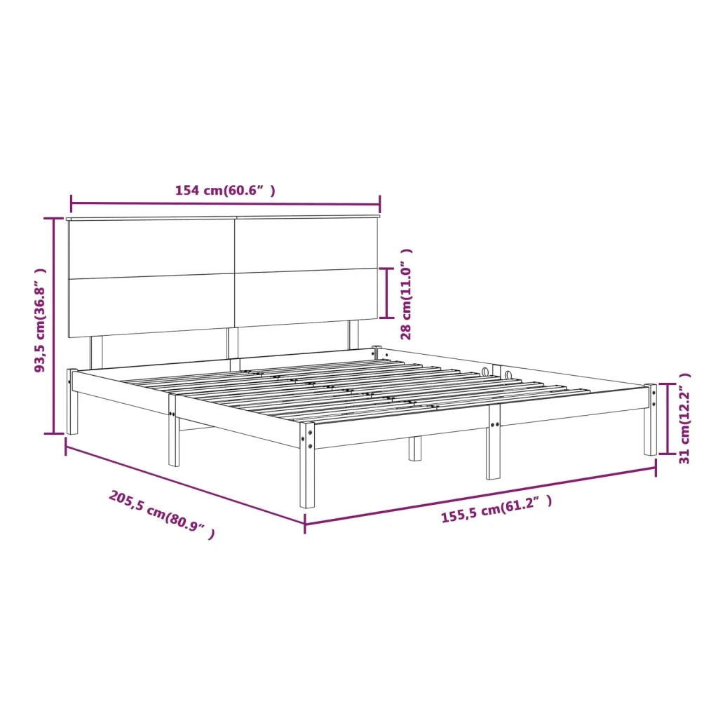 Giroletto-Struttura Letto in Legno Massello 150x200 cm King Size 694550