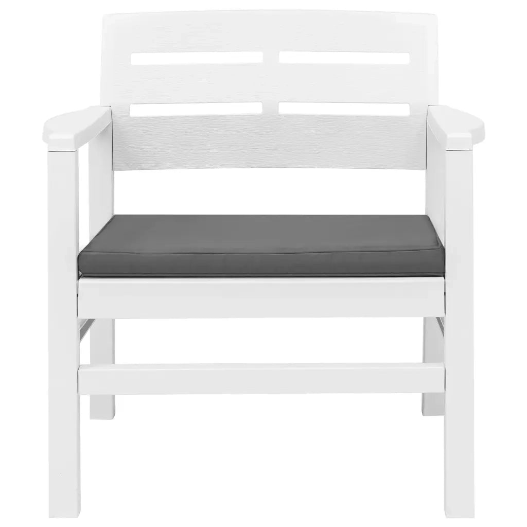 Set Salotto da Giardino 3 pz | Set di Mobili da Esterno in Plastica Bianco
