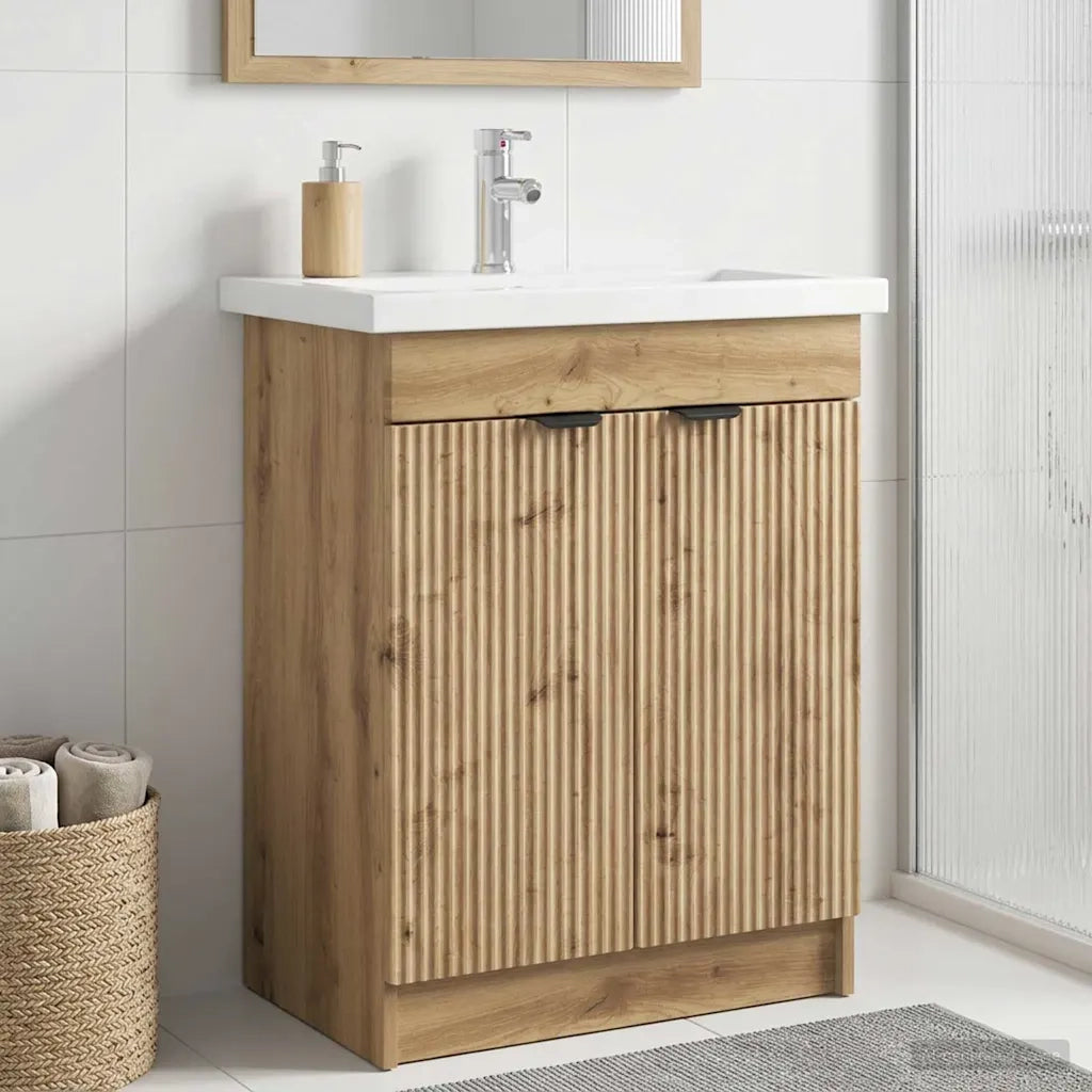 Mobiletto da bagno sotto il lavello Rovere Artigianale 890103