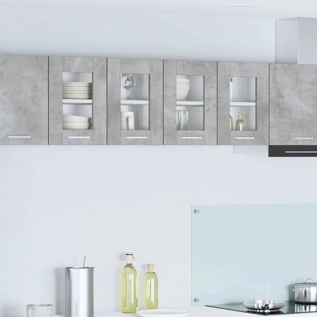 Armadio pensile con porta 2 pcs Grigio cemento 60 x 31 x 40 cm 884217