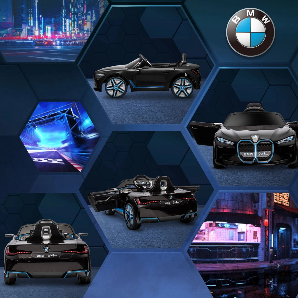 Auto elettrica per bambini BMW I4 12V con telecomando ¨C Zephmum ¨C Nero 115x67x45 cm