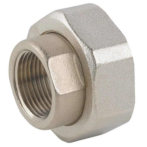 RACCORDO IN 2 PZ FF PER POMPA IN OTTONE NICHELATO CON GUARNIZIONE- 1/2 x 11/4- CAVAL- pezzi 1