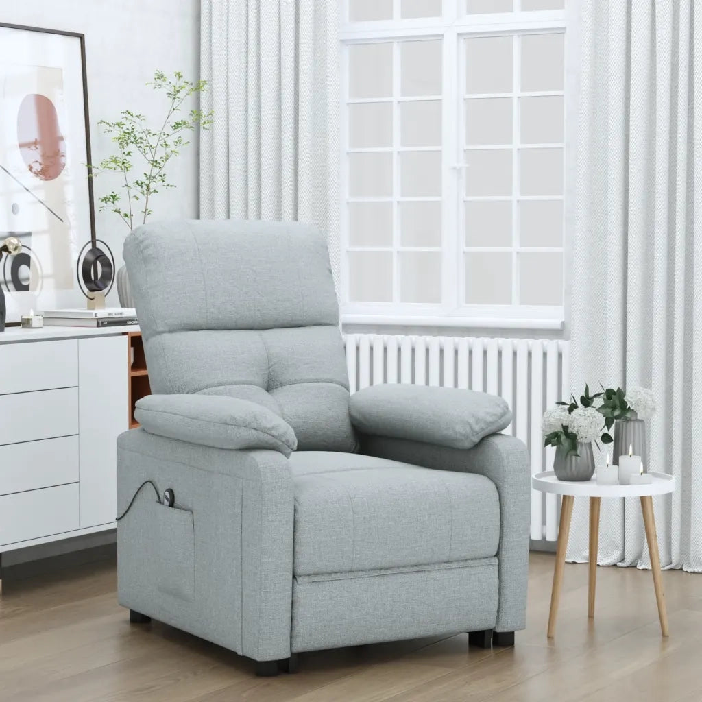 Poltrona Elettrica Reclinabile Grigio Chiaro in Tessuto 3073802