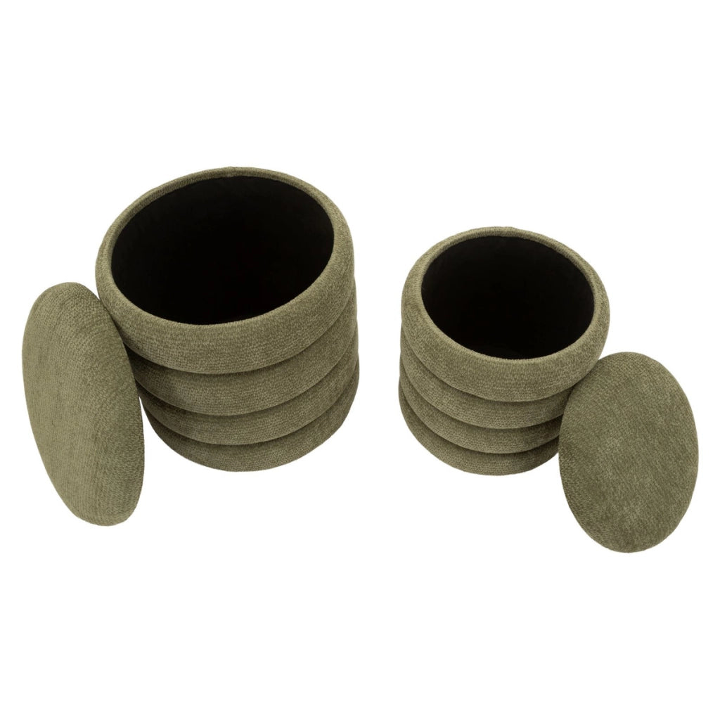 Set di 2 pouf contenitore in stile nordico verdi