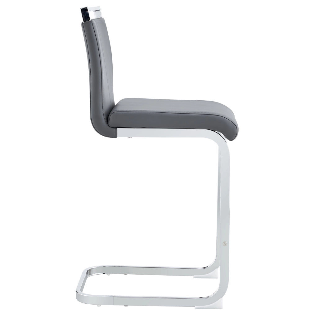 Set di 2 sgabelli da bar con schienale in PU e metallo grigio scuro