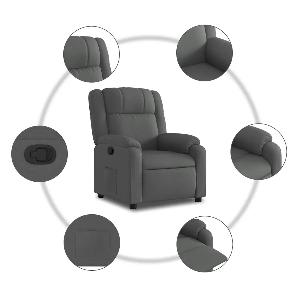 Divano Sedia-Poltrona reclinabile in Tessuto Grigio Scuro 998955