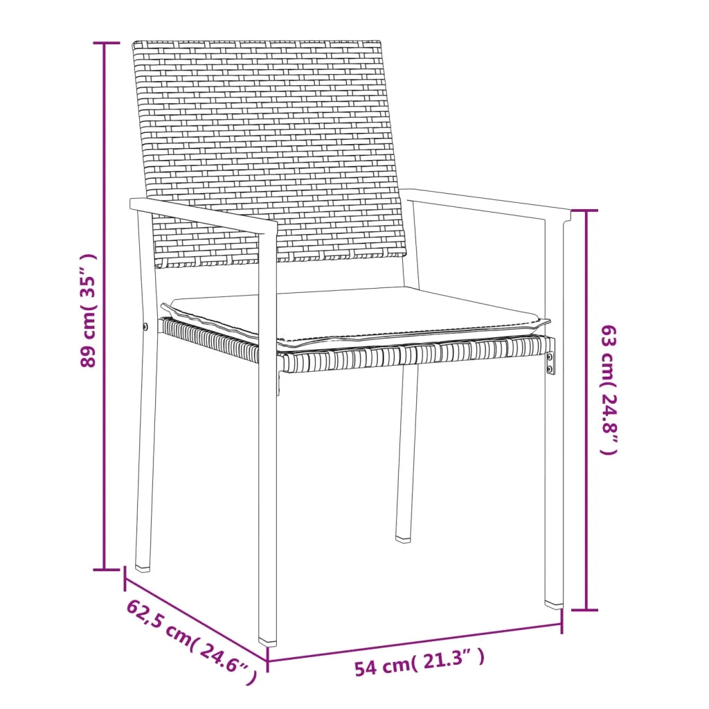 Set Pranzo da Giardino 5pz | Set Salotto da Giardino con Cuscini in Polyrattan e Acciaio