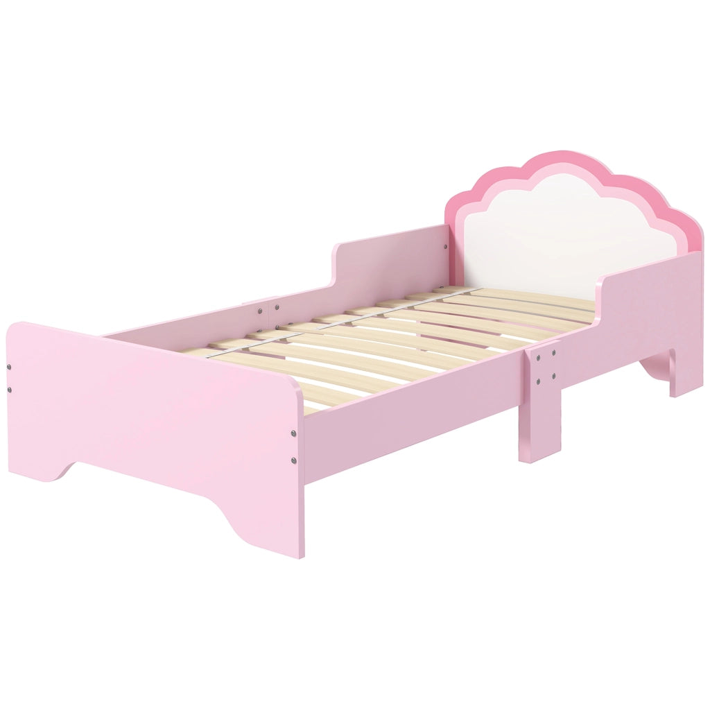 Letto a soppalco infantile con testiera a nuvola ¨C zephmum ¨C rosa 70x140 cm
